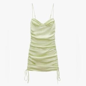 ZARA Ruched Satin Effect Mint Mini Green Size Medium